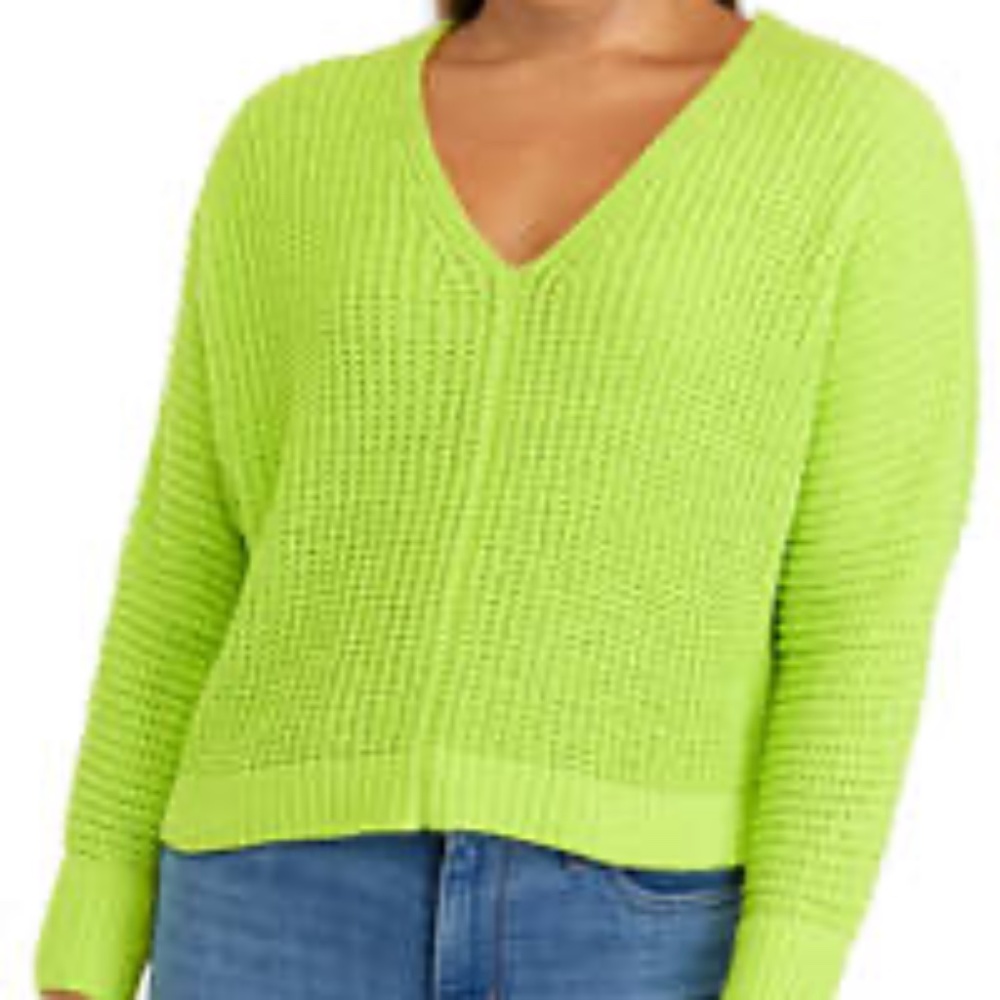 Neon crop knit sweater